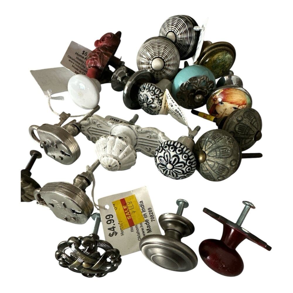 Cabinet Drawer Pull Knobs Various Mixed Lot Of 18 Ceramic Metal Project